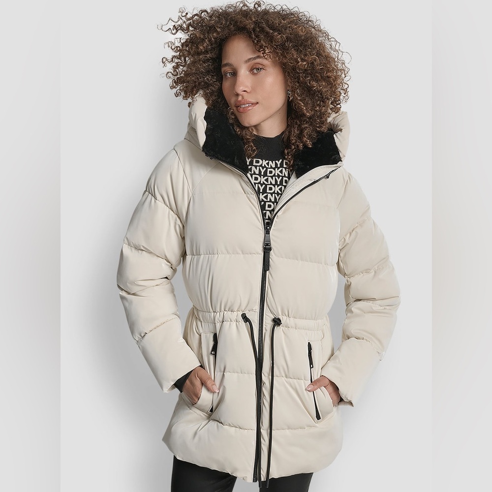 DKNY Mid Length Lush Puffer Jacket